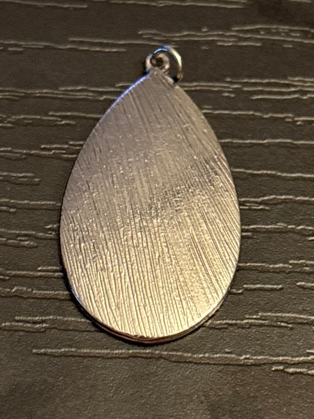Vintage Reversible Silver Tone Teardrop Pendant